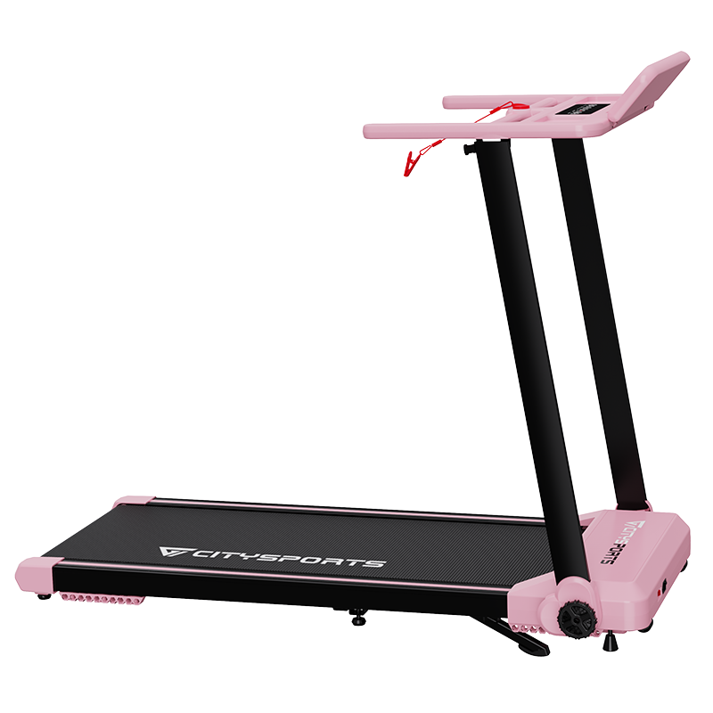 CITYSPORTS WP9 Folding Treadmill – 1400W Motor, 12 km/h, Incline up to 7.7% — Compact Home & Office Treadmill Pink