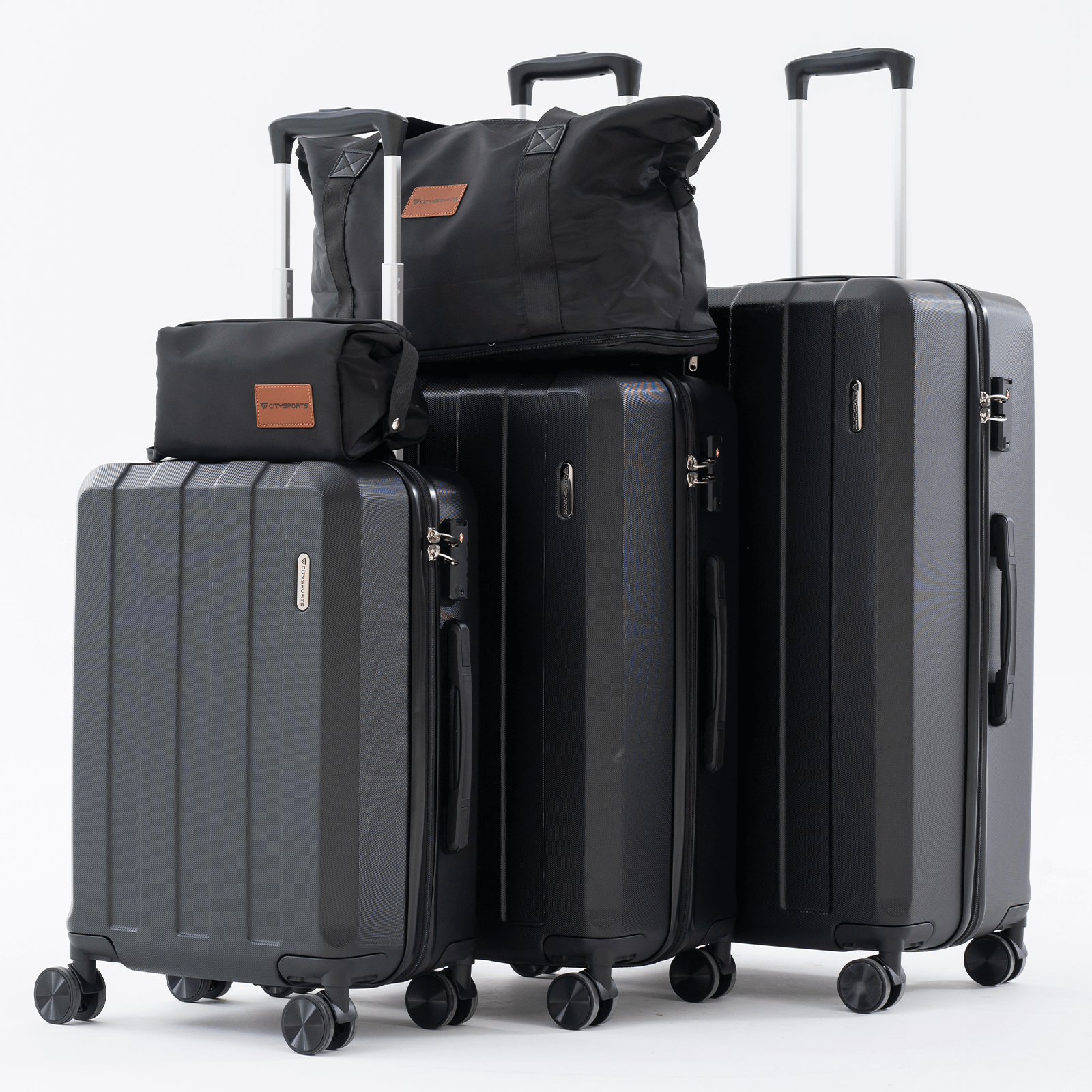 366DAYS 17個SET CITYSPORTS 5-Piece Luggage Set Black – ABS Suitcases with TSA Lock