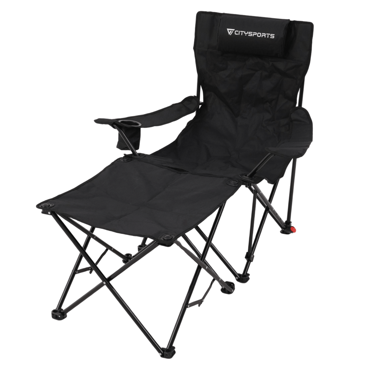 CITYSPORTS Folding Camping Recliner Chair with Detachable Footrest – Portable Outdoor Lounge Chair